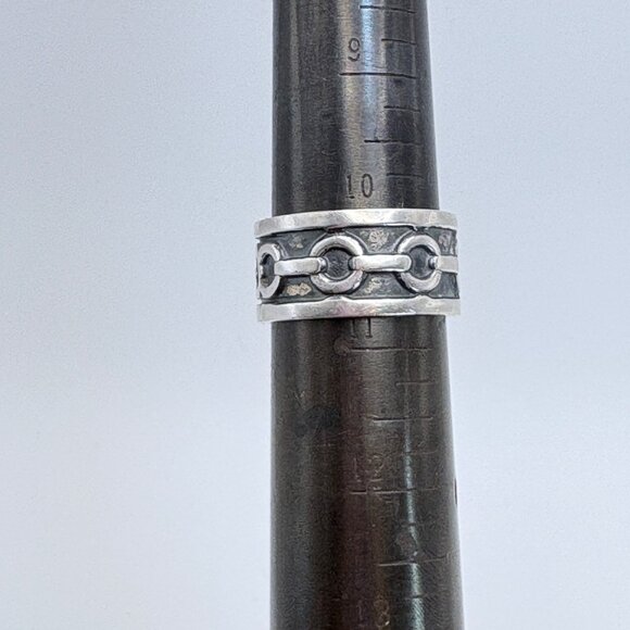 VTG Solid Sterling Silver 925 Interlocking Design Cigar Band Ring Size 10.5 - Picture 8 of 9